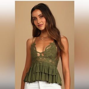 Free People Adella Cami Olive Sparrow New with Tags